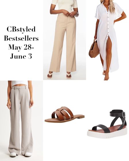 Bestsellers May 28-June 3:
1. Dynamite trousers: the unofficial winners from my big beige pants roundup and I love them except for one thing: no belt loops. They fit tts, I’m 5’ 7” wearing size 4 and they have a 32” inseam but also come in short.
2. Amazon swim cover up/dress: great for summer, lightweight gauze texture material. White is a bit sheer, comes in tons of other colors. Fits tts, I’m wearing S
3. Abercrombie trousers: another fave from my beige pant try on but I found them a bit short so I’ve ordered them in long (32” inseam). Currently 15% off if spend over $99🇺🇸 or $125🇨🇦
4. Flat sandals: classic style (Hermes lookalike), comes in tons of colors. I have black and brown. Fit narrow, I had to go up 1/2 size.
5. Platform sandals: trendy style and very comfortable. A few more colors. Fit tts
Also linked a few more from the most popular items from last week


#LTKFind #LTKshoecrush #LTKunder50