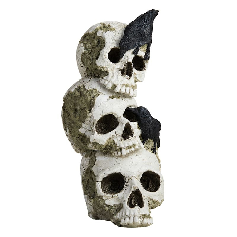 Midnight Shadows Skull Stack with Crows, 14" | At Home