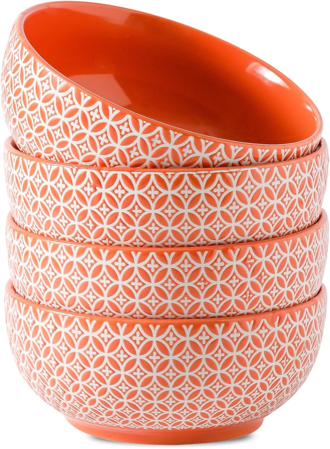 YELLOYA Porcelain Cereal Bowls 20oz Set of 4-6in Ceramic Soup Bowls for Kitchen, Orange Bowls for... | Amazon (US)