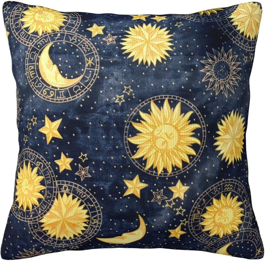 VARUN Golden Stars Moon Sun Face Throw Pillow Covers Fantasy Universe Pattern Vintage Starry Sky ... | Amazon (US)