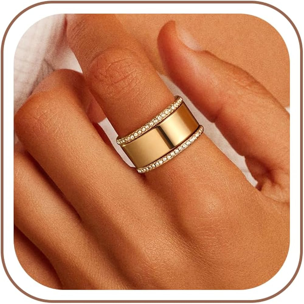 Stackable Rings for Women - 14K Gold Plated Cubic Zirconia Simulated Diamond Oura Stack Rings for... | Amazon (US)