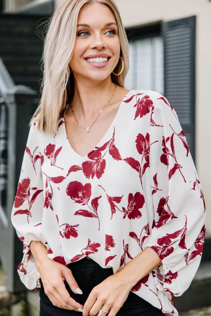 It's All Here Ivory White Floral Blouse | The Mint Julep Boutique