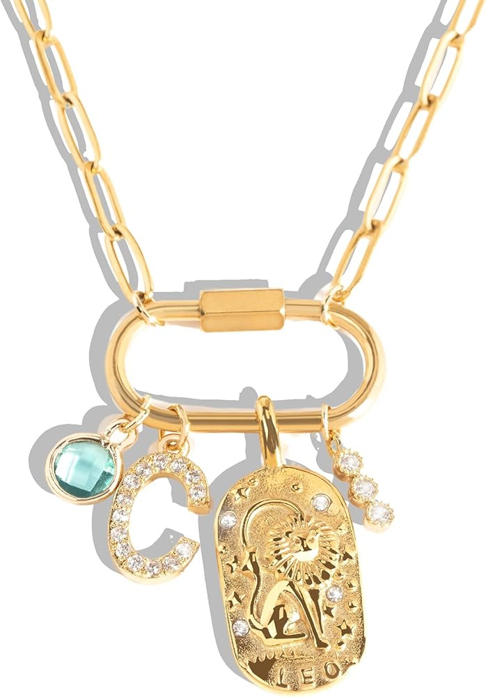 MignonandMignon Gold Charm Necklace for Women, Personalized Gift, Birthday Gift Gold Plated Penda... | Amazon (US)