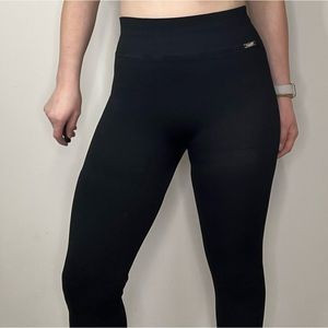 Bombshell Sportswear Ribbed Seamless Leggings Black Silver Logo Size Medium NEW | Poshmark