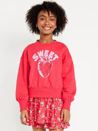 Vintage Oversized Crew-Neck Graphic Sweatshirt for Girls | Old Navy (US)