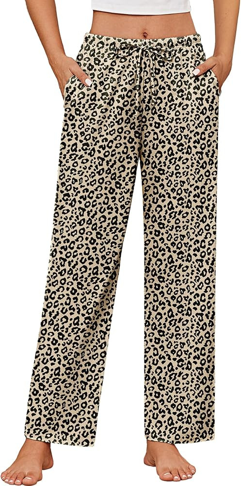 Ekouaer Women's 100% Cotton Pajama Pants Casual Drawstring Pj Bottom Soft Pj Pants | Amazon (US)