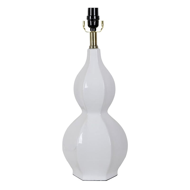 Grace Mitchell White Ceramic Gourd Table Lamp, 21" | At Home
