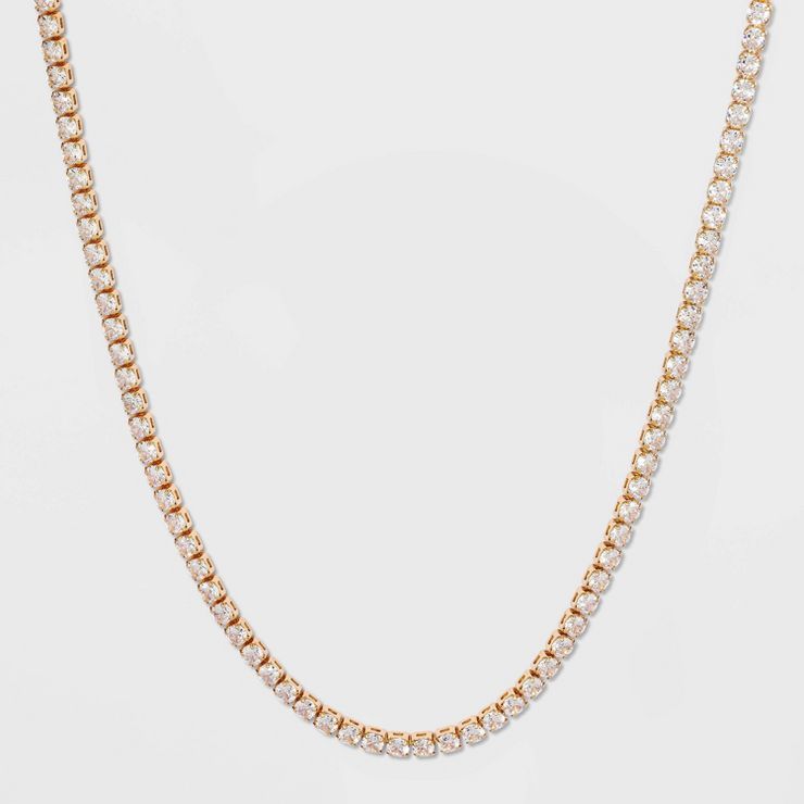 Crystal Rhinestone Chain Necklace - A New Day™ Gold | Target