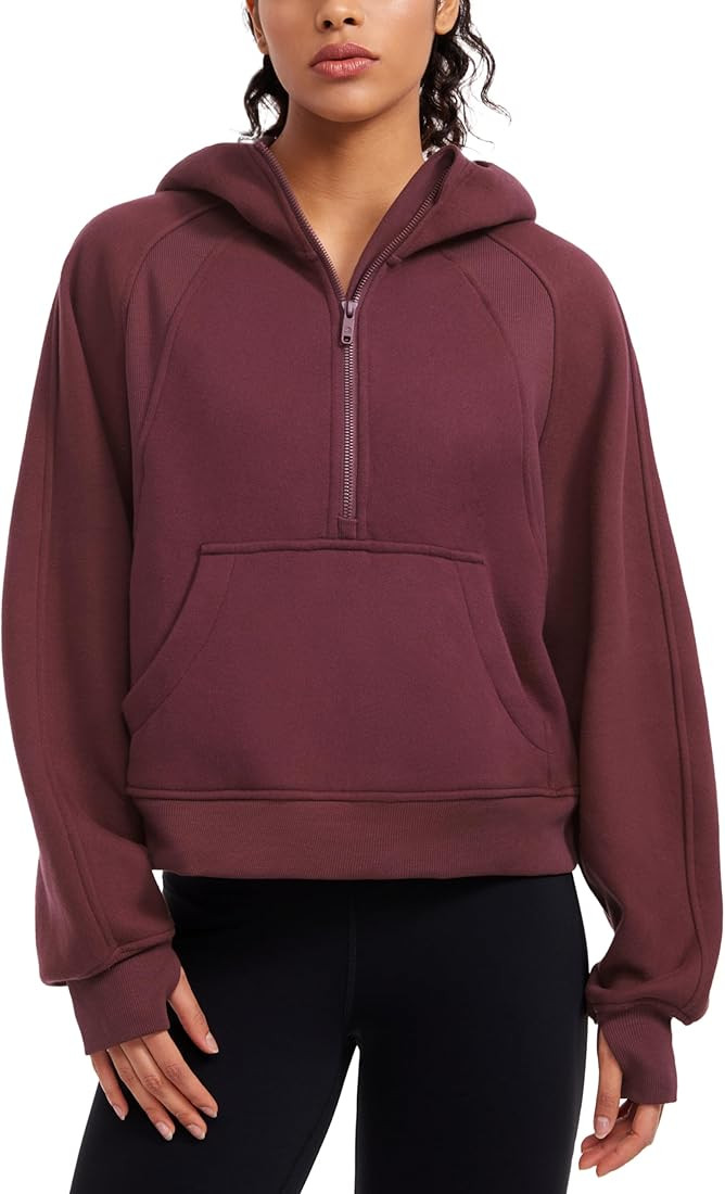 CRZ YOGA Womens Fleece Lined Half Zip Hoodies Pullover Oversized Long Sleeve Casual Workout Sweat... | Amazon (US)
