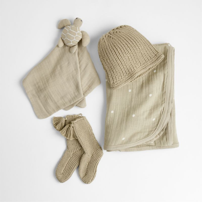 Sea Turtle 4-Piece Organic Cotton Baby Swaddle Gift Set | Crate & Barrel