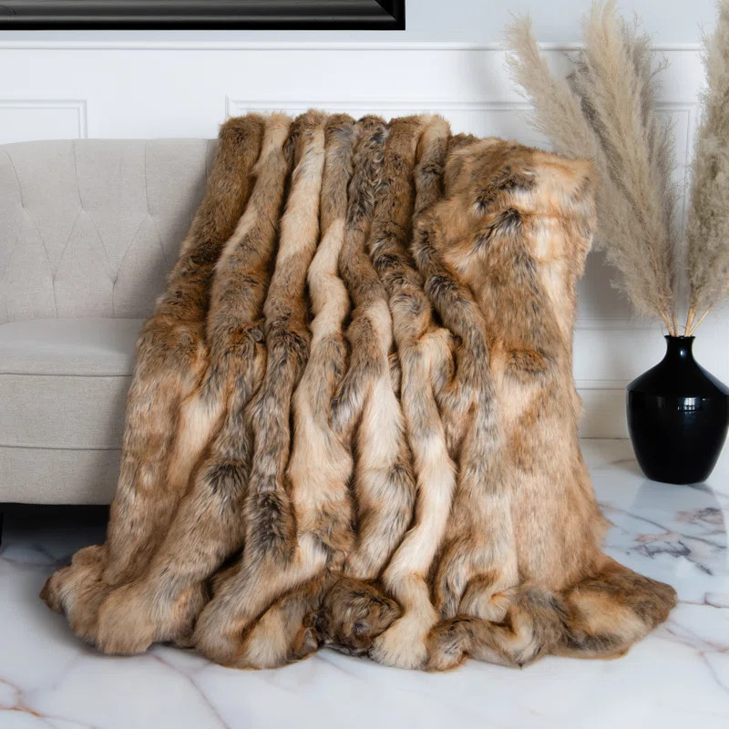 Raegan Faux Fur Throw Blanket | Wayfair North America