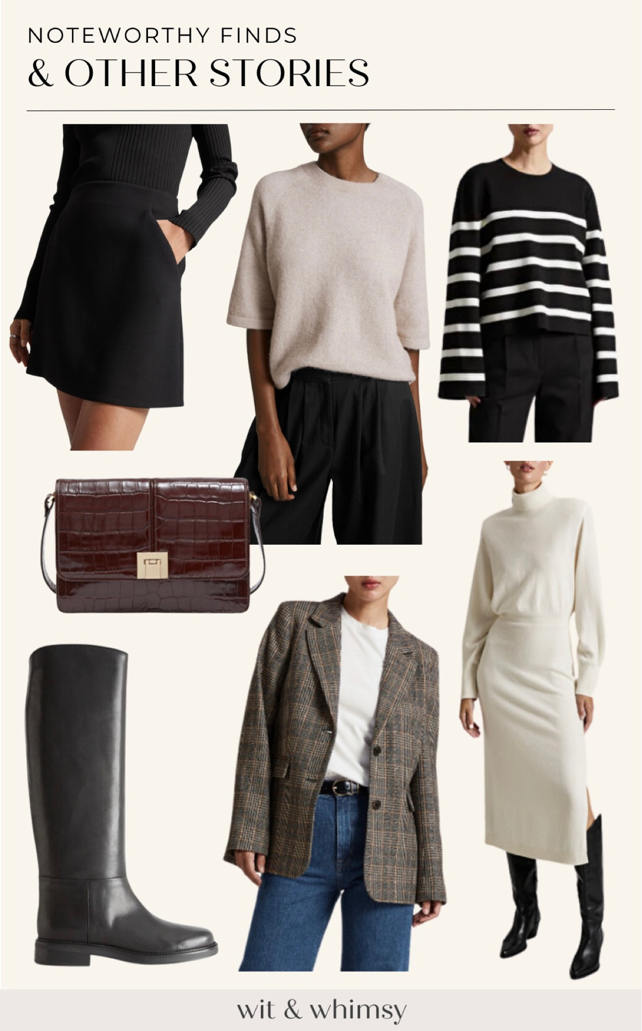 Noteworthy fashion finds from & Other Stories:
Mini skirt
Striped sweater
Sweater dress
Blazer
Rising boot
Croc purse 

Fall outfit 
Fall style 

#LTKSeasonal