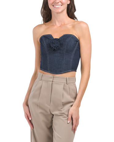 Strapless Corset Top With Rosette | TJ Maxx