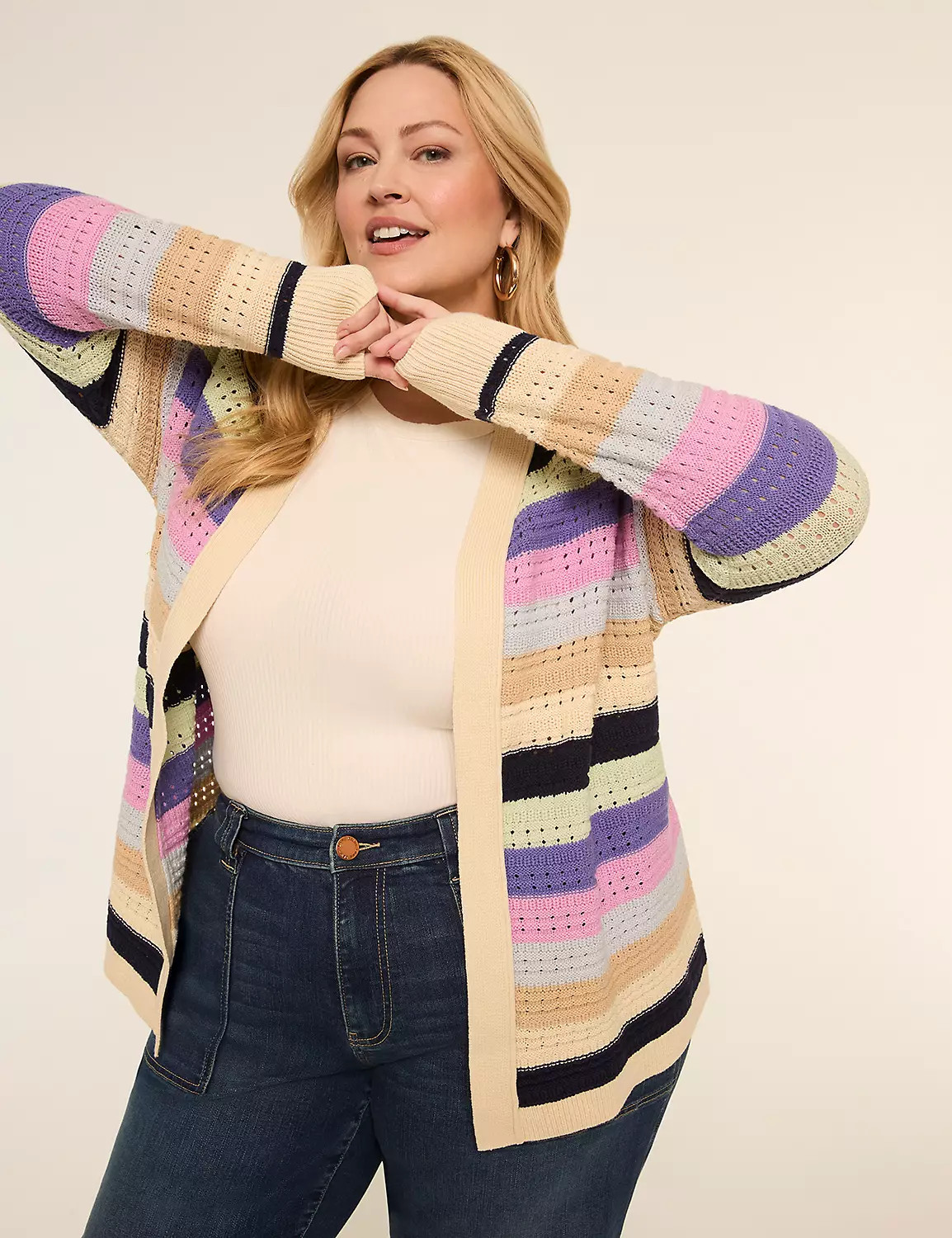 Striped Open-Front Cardigan | Lane Bryant (US)