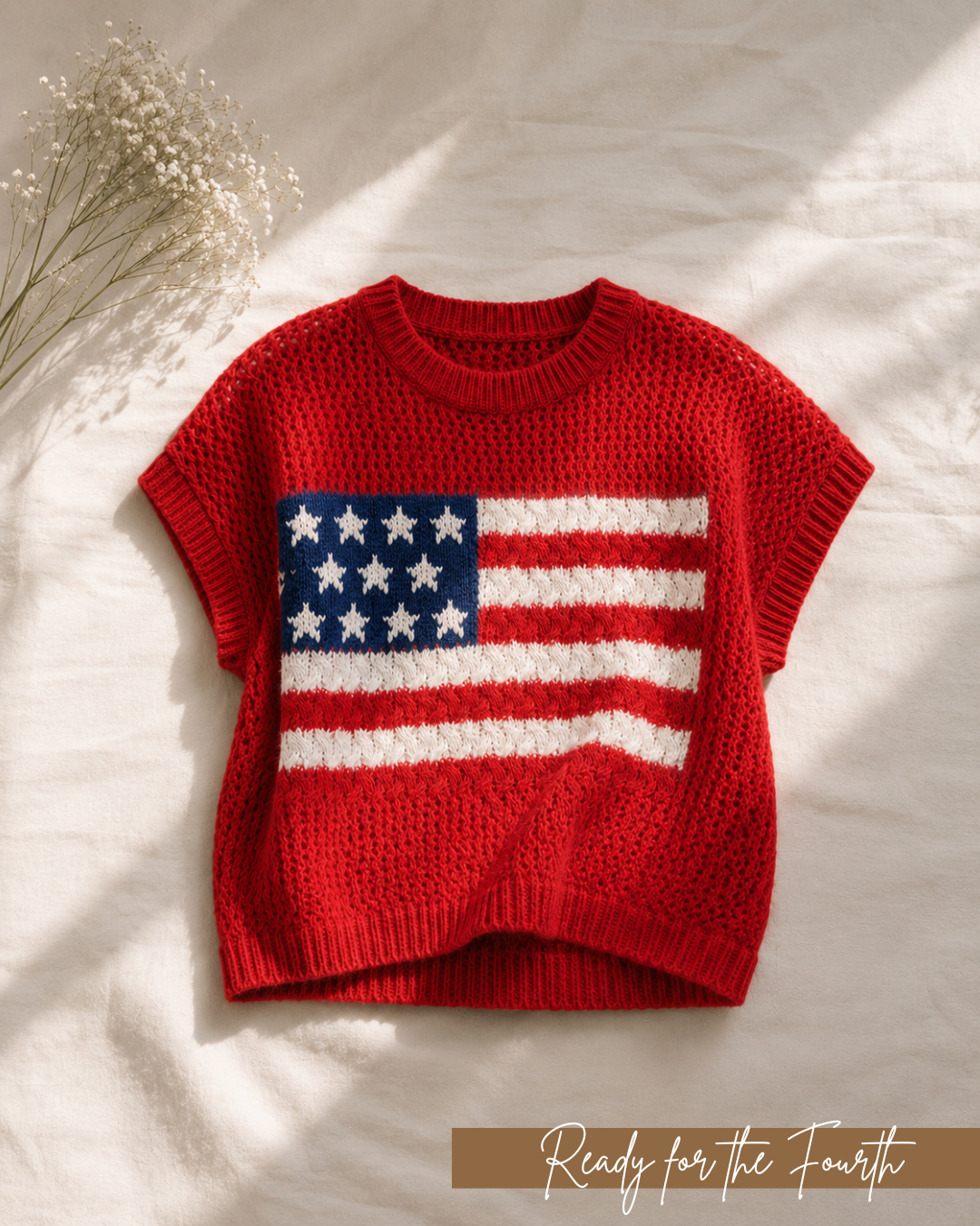 This American flag knit sweater is the perfect lightweight layer for summer! 🇺🇸❤️ The open-knit design keeps it breathable while the classic flag graphic gives it that timeless Americana look. Pair it with denim shorts, white jeans, or over a swimsuit for an effortless outfit you'll wear all season long.

✨ Shop this patriotic sweater, lightweight knit top, and more summer fashion favorites in my LTK! 

 #LTKSeasonal