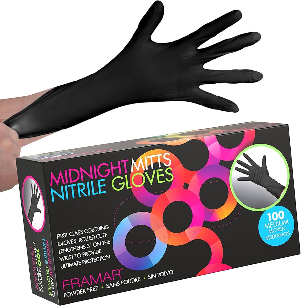 FRAMAR Powder Free Nitrile Gloves Medium – 12 INCH Black Gloves Disposable Latex Free, Guantes ... | Amazon (US)