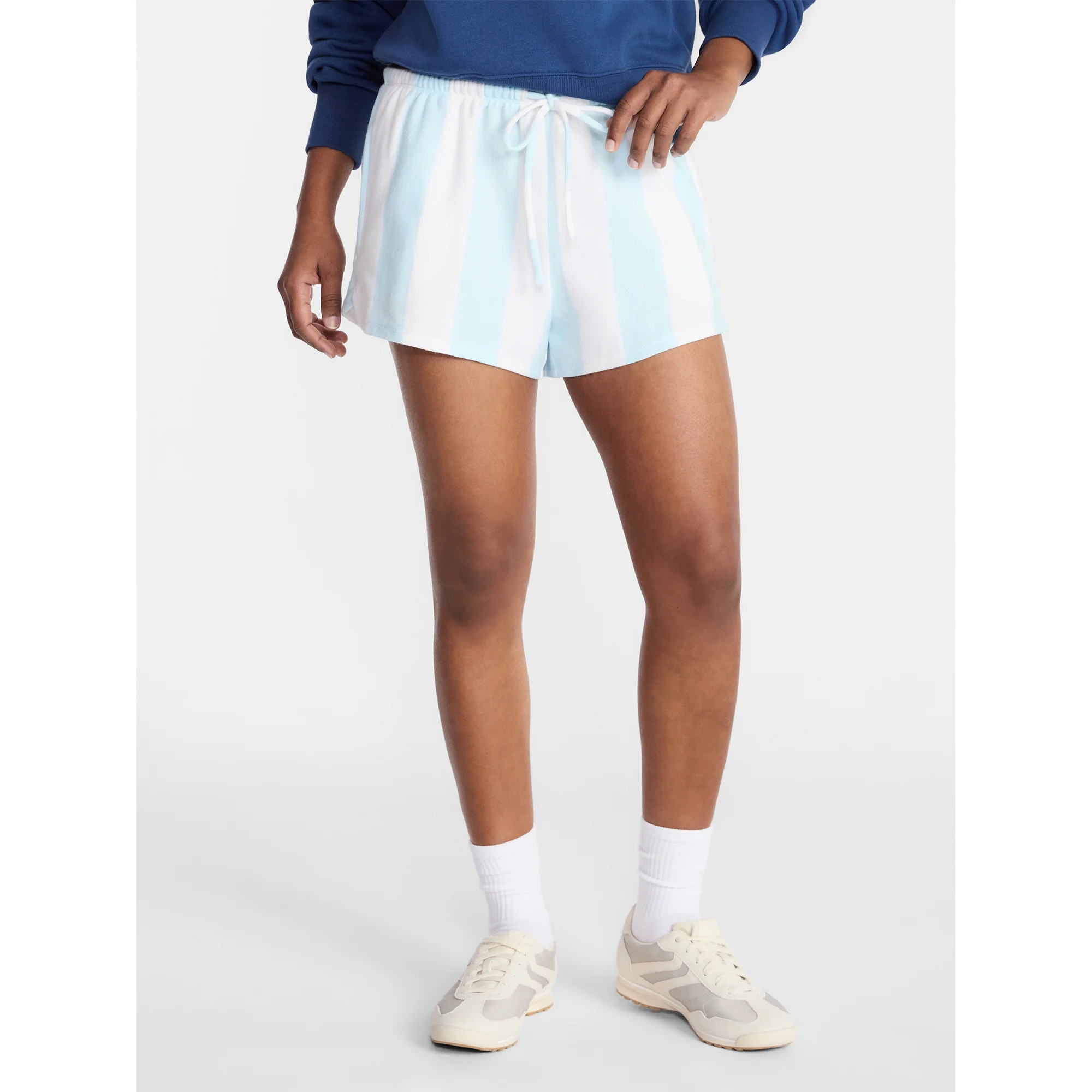 No Boundaries Striped French Terry Baja Shorts, 2.5" Inseam, Women's | Walmart (US)