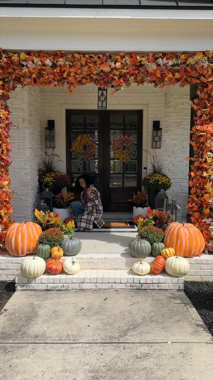 Fall and Thanksgiving Porch Inspo full of traditional fall colors, pumpkins and leaves 

#LTKhome #LTKHoliday 

#LTKSeasonal