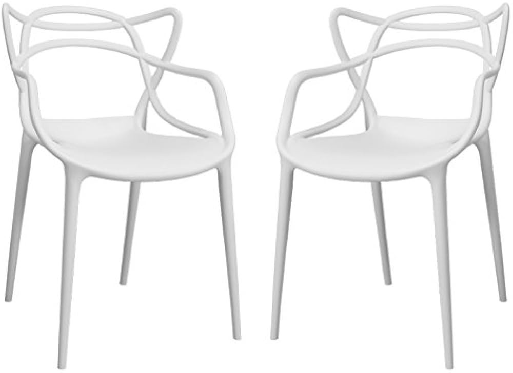 Ergo Furnishings Mid-Century Molded Plastic Curve Dining Chair (Set of 2), White | Amazon (US)