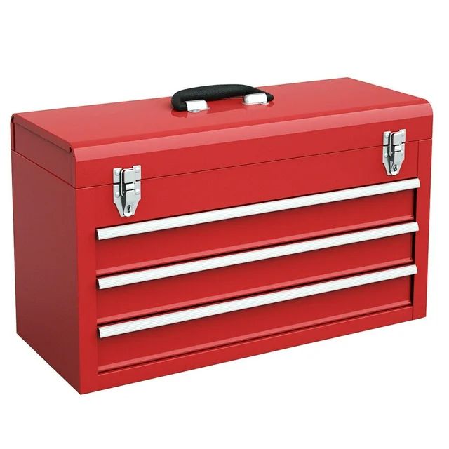 Costway Portable Tool Chest Box Storage Cabinet Garage Mechanic Organizer 3 Drawers Red | Walmart (US)