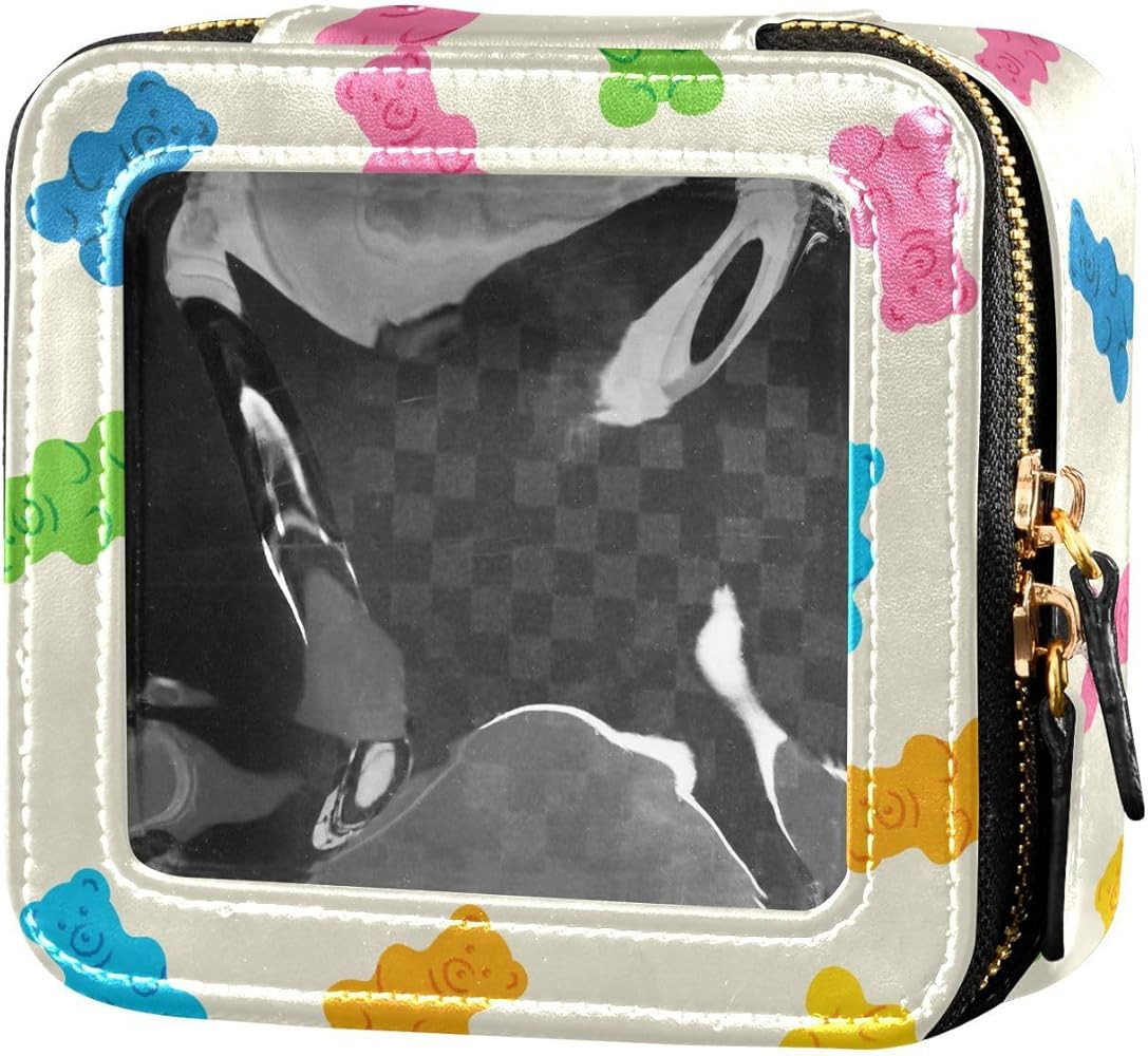 Clear Makeup Bag Gummy Bear Jelly Candy Colorful Travel Toiletry Bag with Zipper Small MakeUp Org... | Amazon (US)
