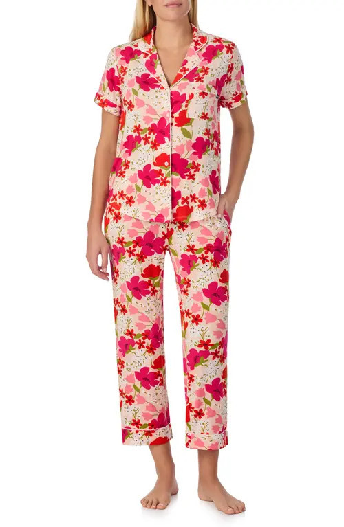 Kate Spade New York print crop pajamas in Pink Floral Multi at Nordstrom, Size Small | Nordstrom