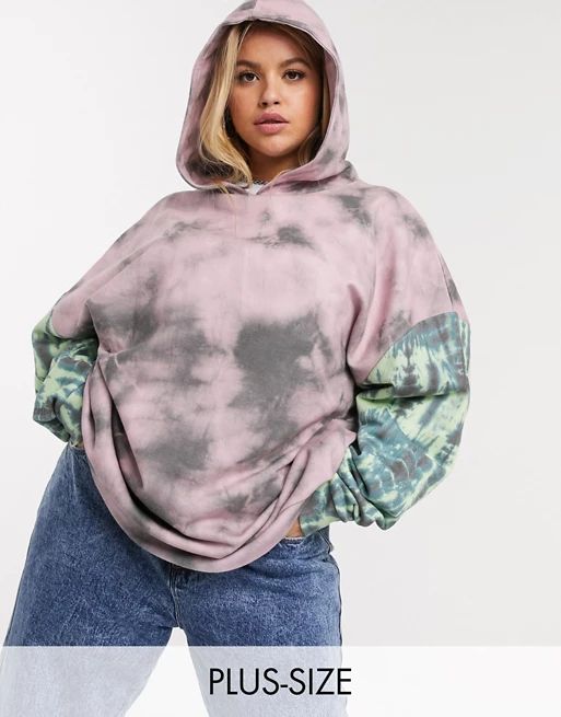 New Girl Order Curve oversized hoodie in mix tie-dye with contrast back graphic | ASOS US