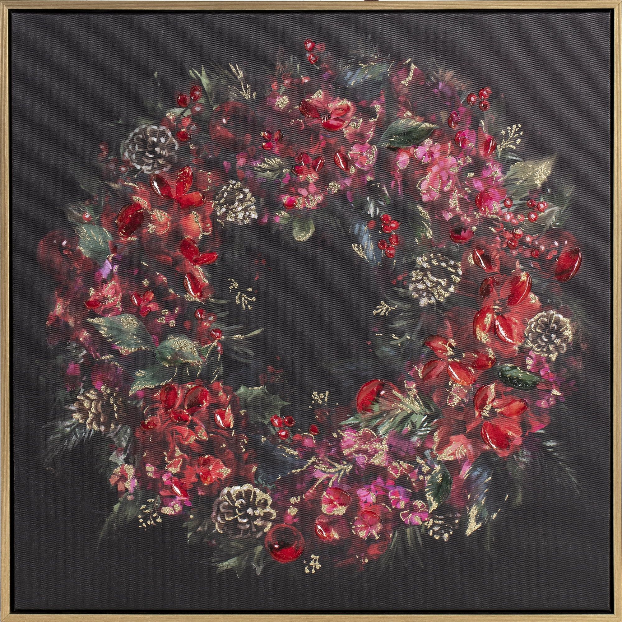 24" x 24" Holiday Wreath - Framed & Embellished Canvas Wall Art | Walmart (US)