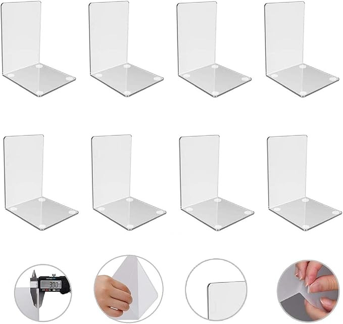 MerryNine Plastic Acrylic Bookends Pair Organizer Bookshelf Decor Decorative Bedroom Library Offi... | Amazon (US)