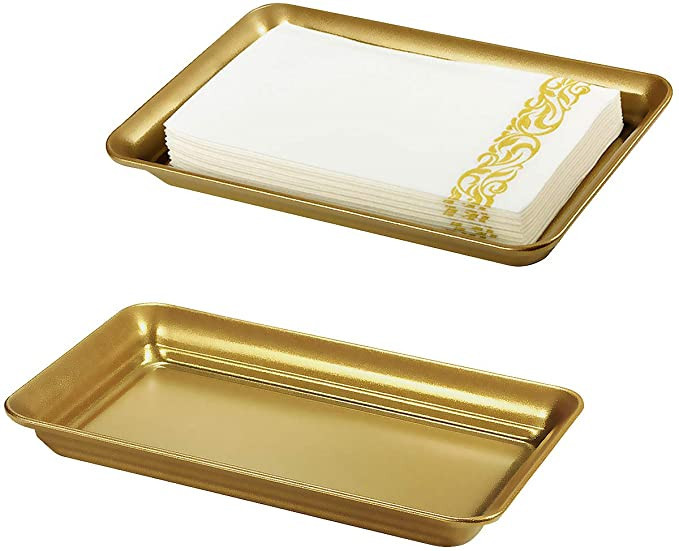 Vintage Farmhouse Decor Metal Vanity Tray(2 Pack),Countertop Guest Hand Towel Storage Organizer T... | Amazon (US)