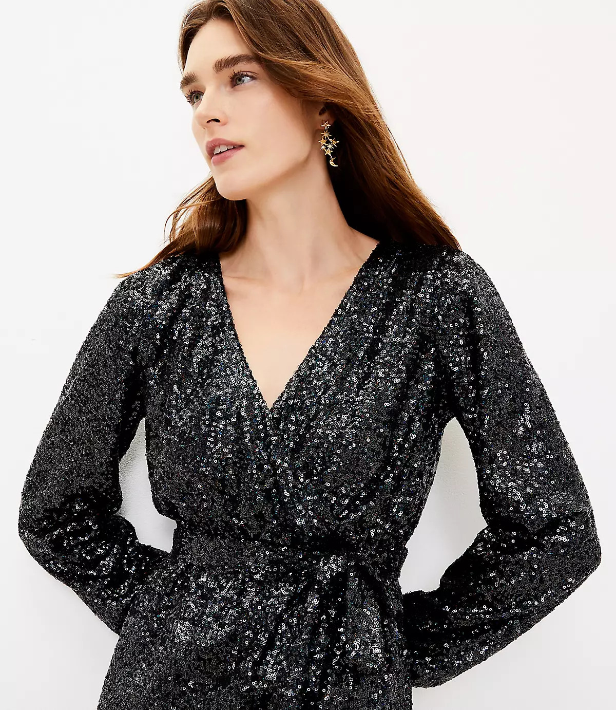 Sequin Wrap Dress | LOFT | LOFT