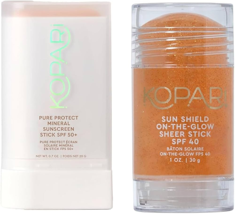Kopari Pure Protect 100% Mineral Sunscreen Stick SPF 50+ & Sun Shield On-The-Glow Sheer Sunscreen... | Amazon (US)