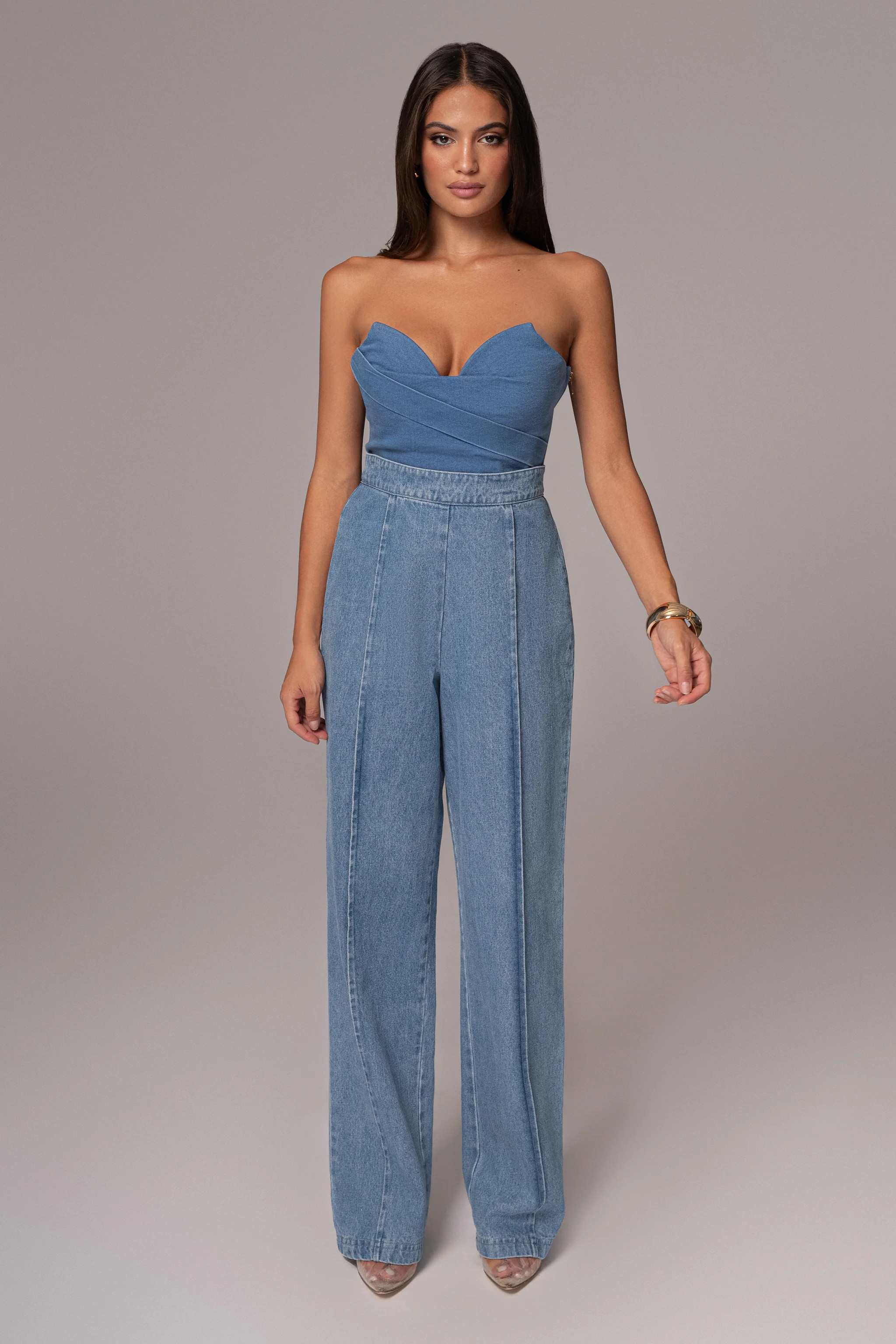 Medium Wash Stay Sharp Denim Trouser | JLUXLABEL