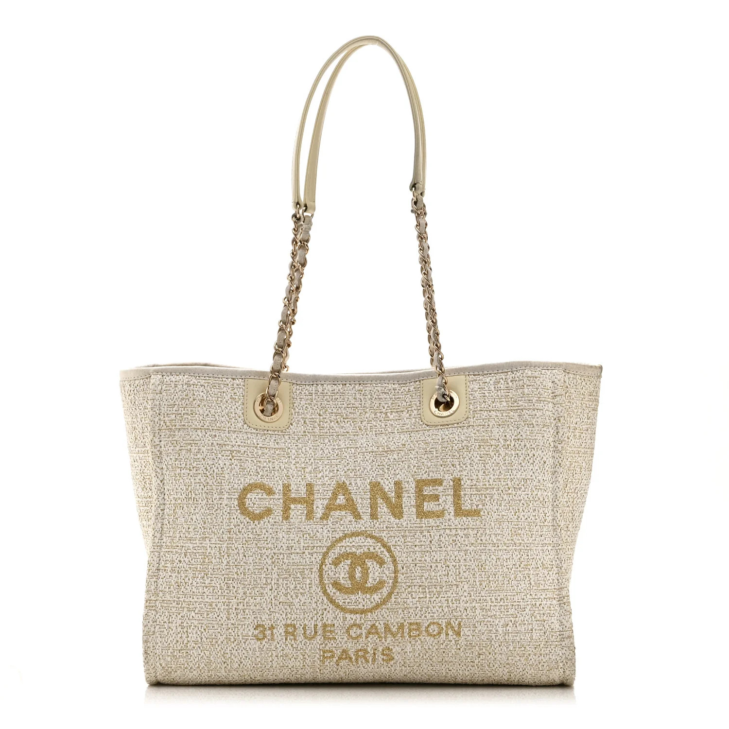 Lurex Boucle Small Deauville Tote Ivory | FASHIONPHILE (US)