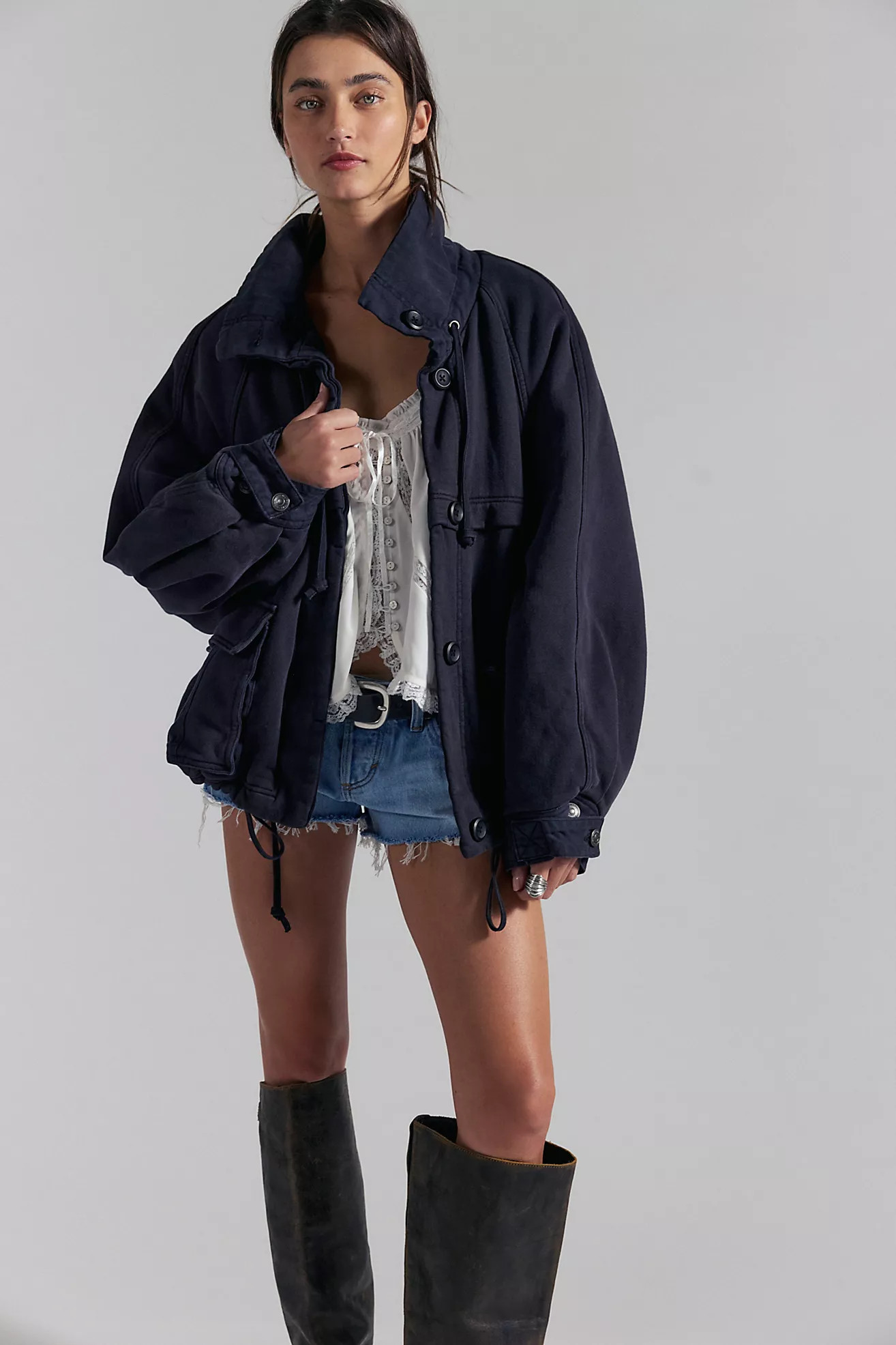 Jojo Washed Oversized Funnel-Neck Jacket | Free People (Global - UK&FR Excluded)