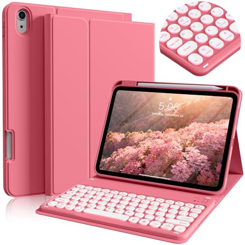 BQDIYOO Keyboard for iPad 11th Gen, 11/10.9inch iPad Case with Pencil Holder, 11inch A16/10.9" Slim Lightweight case with Wireless Backlight Keyboard Folio Cover Auto Wake/Sleep, Red | Amazon (US)