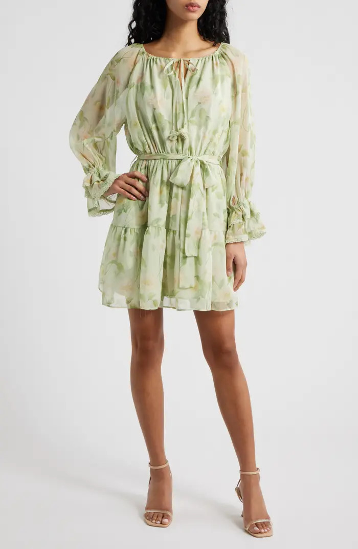 Paloma Floral Print Long Sleeve Minidress | Nordstrom
