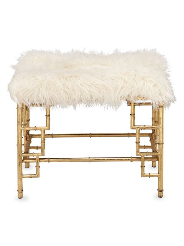 Goldtone Iron & Faux Fur Foot Stool | Saks Fifth Avenue OFF 5TH