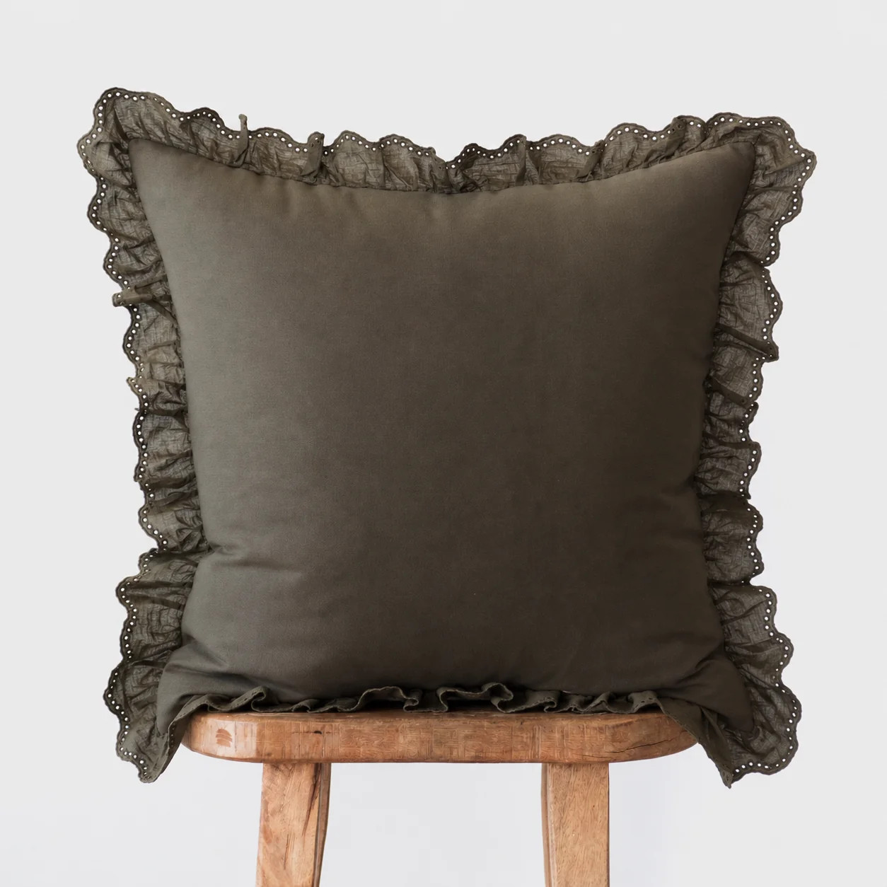 Dark Olive Eyelet Ruffle Basics - 18" | 22" | 26" | 12x20" | 12x40" | Woven Nook