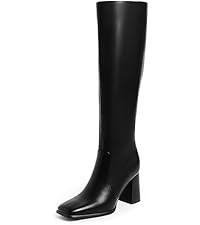 Amazon.com | Modatope Faux Crocodile Knee High Boots - Black Women's Riding Boots with Chunky Hig... | Amazon (US)