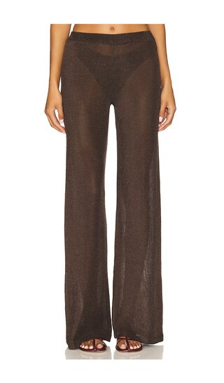 Sheldon Metallic Knit Pant in Slate Brown | Revolve Clothing (Global)