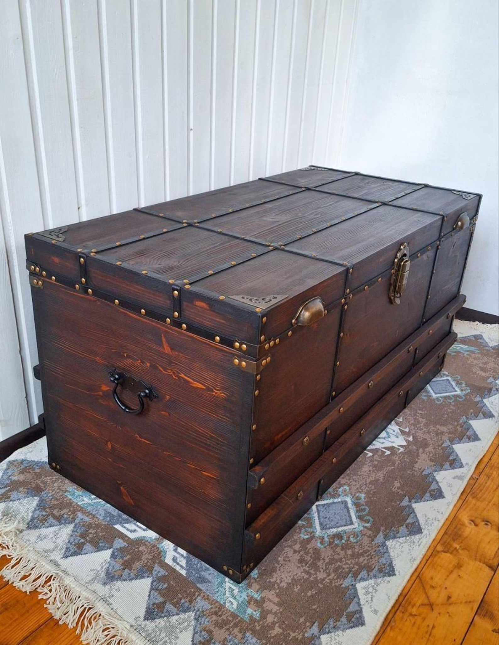 Large Antique-style Oak Storage Trunk 100x50x50 Cm - Etsy | Etsy (US)