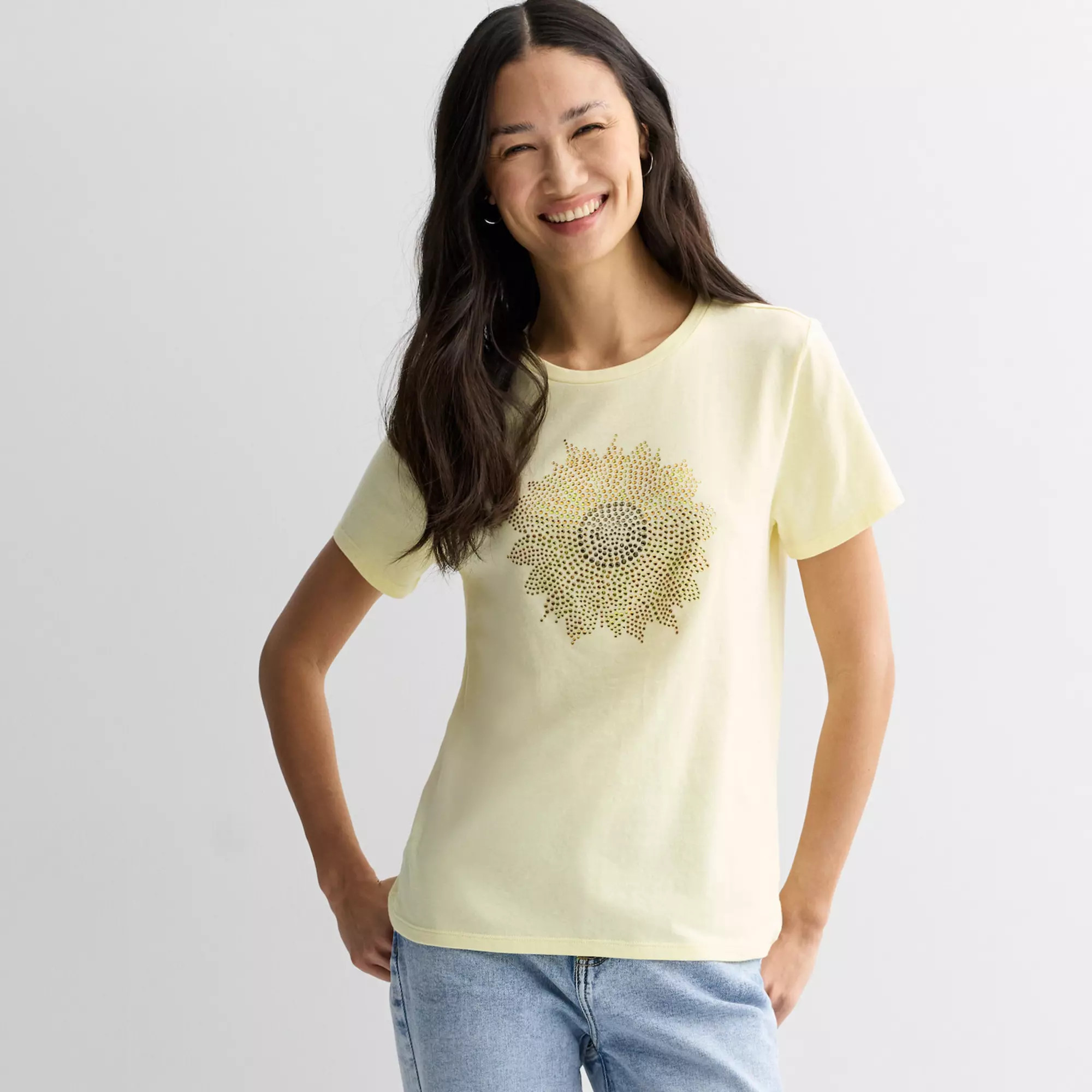 Women's Sunflower Rhinestones Graphic Tee | Kohl's