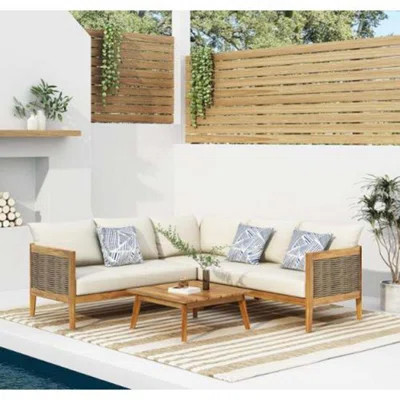 4-Pcs Sofa Conversation Set With Beige Cushion | Wayfair North America