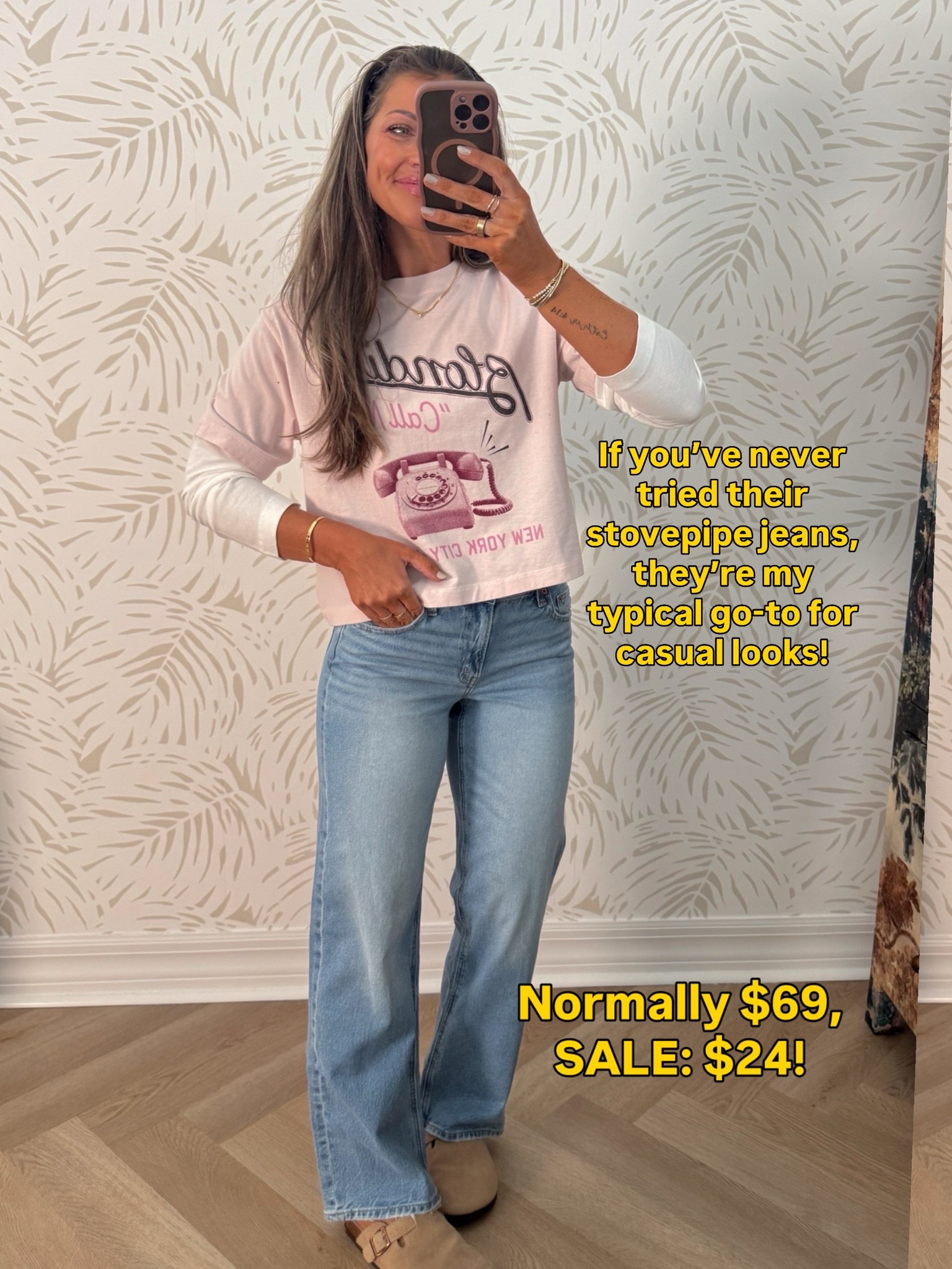 Size XS tee. 2/26 reg jeans. Code AEFALL30 saves $$$ at checkout! Ends today!