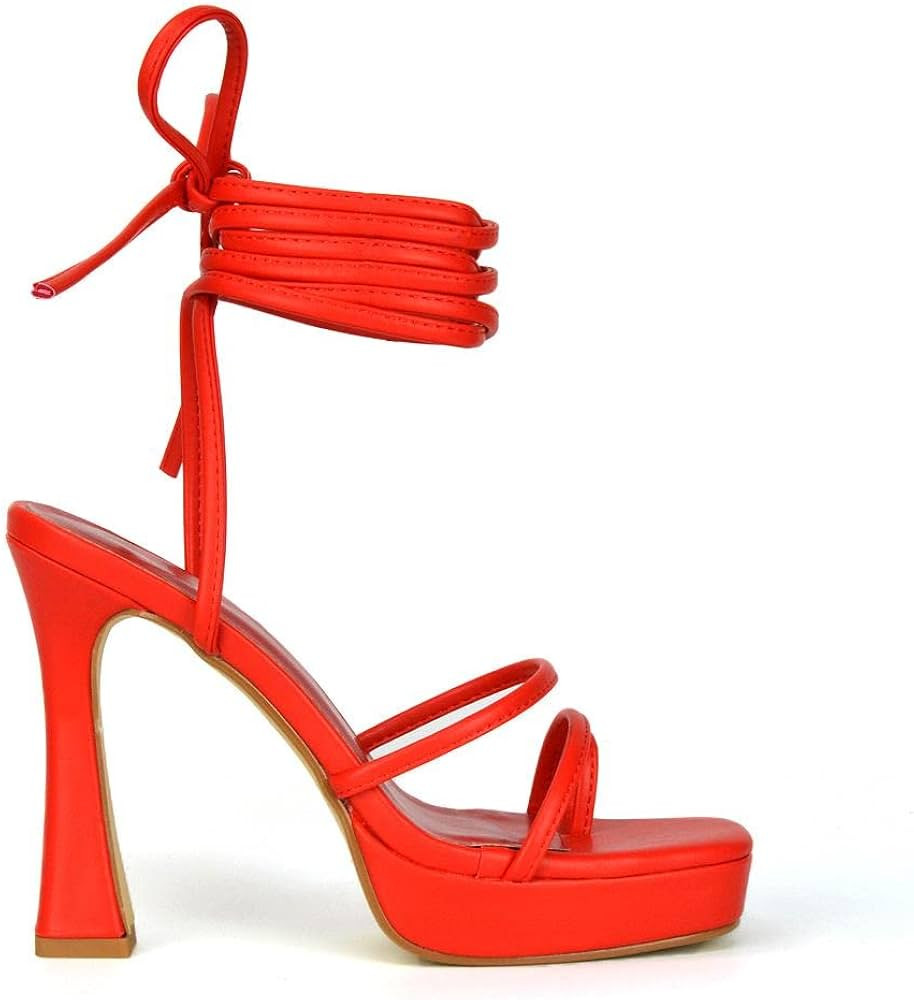 Womens Strappy Platform High Heel Sandals Ladies Lace Up Straps Party Evening Shoes Size | Amazon (US)