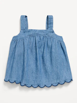 Sleeveless Denim Scalloped-Hem Top for Toddler Girls | Old Navy (US)