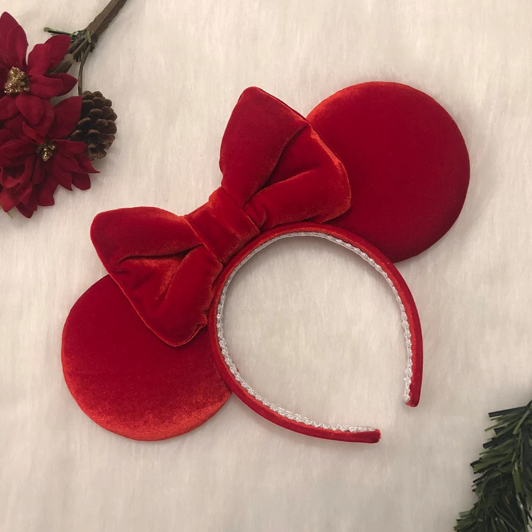 Red Velvet Ears, Valentine Ears, Christmas Ears, Holiday Mouse Ears, Valentine' Day Ears, Red Pan... | Etsy (US)