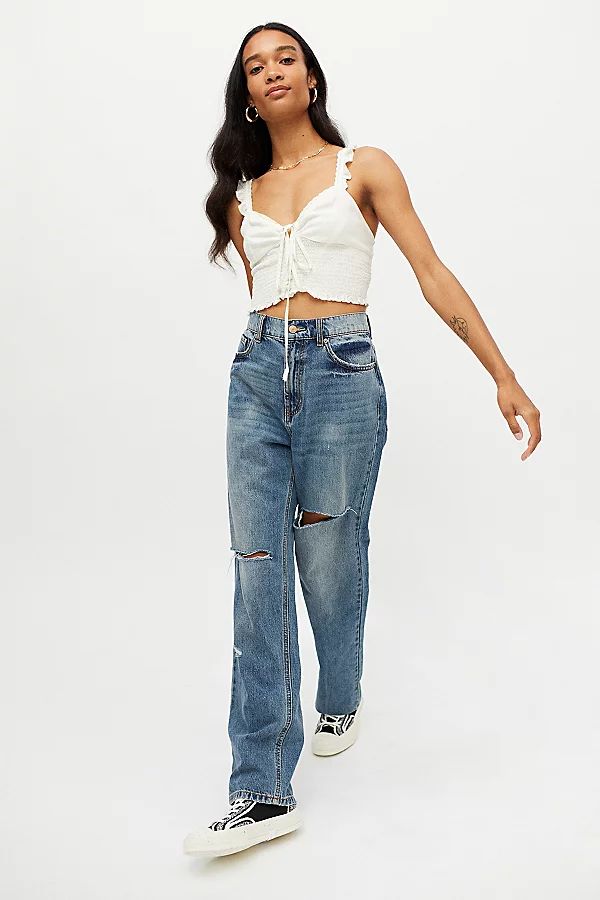 BDG Loose Straight Jean - Distressed Blue Denim | Urban Outfitters (US and RoW)