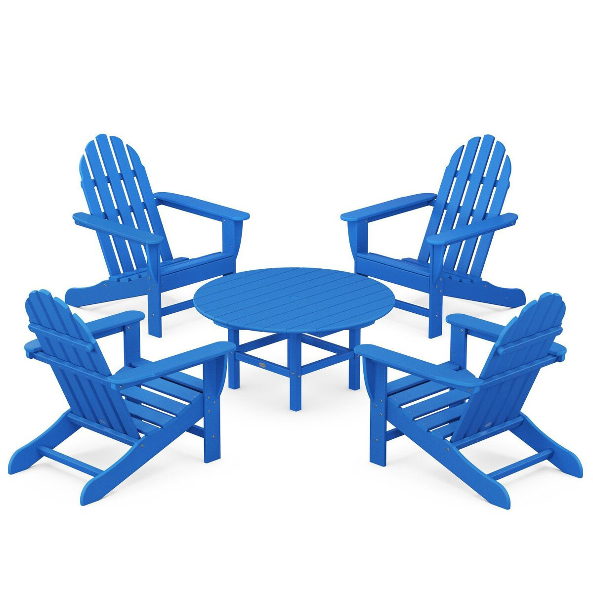 POLYWOOD Classic Adirondack 5 Pc Recycled Plastic Seating Set in Pacific Blue by - PWS704-1-PB | BBQ Guys